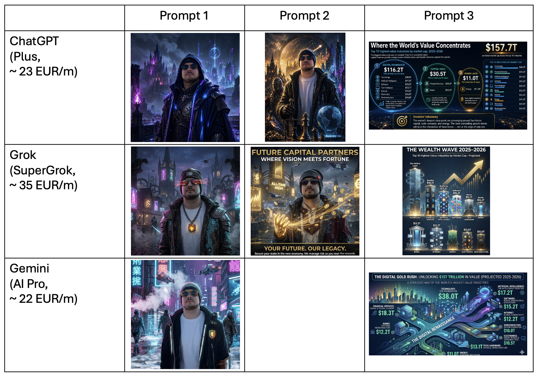AI image generation comparison